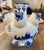 1990s Vintage Delft Style 7 Finger Hand Painted Dutch Motif Tulip Vase For Sale - Image 5 of 5