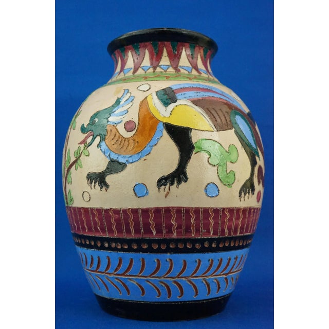 Vintage Ceramic Vase with Dragons from Dante Milanis Factory, 1940s For Sale - Image 9 of 18