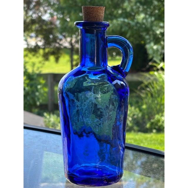 1970s Cobalt Blue Glass Apothecary Handle With Cork For Sale - Image 4 of 11