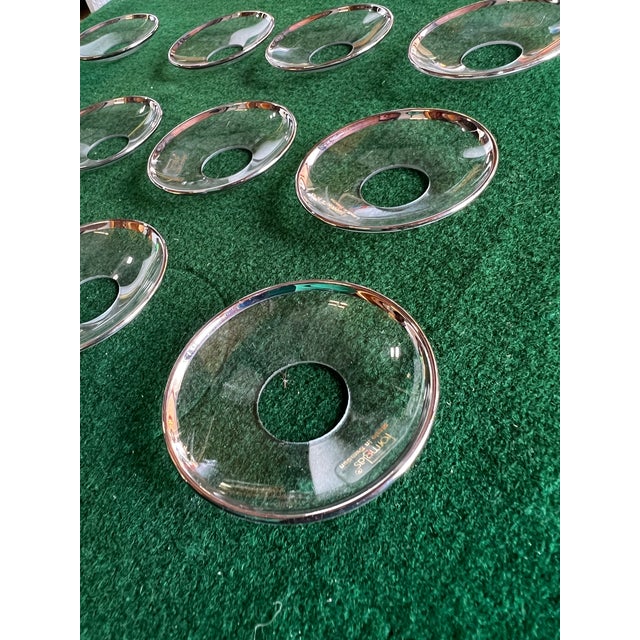 Transparent Set of 12 Swedish Glass Silver Rimmed Candle Holders For Sale - Image 8 of 10