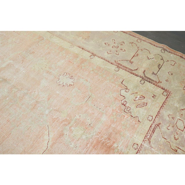 Antique Zabihi Collection Worn Soft Peach Oushak Rug For Sale In New York - Image 6 of 11