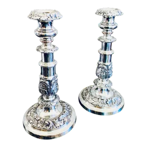 English Sheffield Silver on Copper Telescopic Candlesticks - a Pair