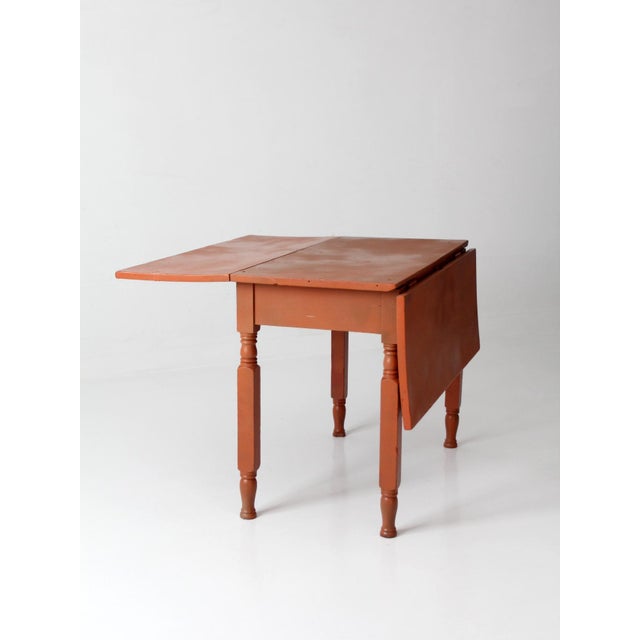 Antique Painted Primitive Drop Leaf Table For Sale - Image 16 of 18
