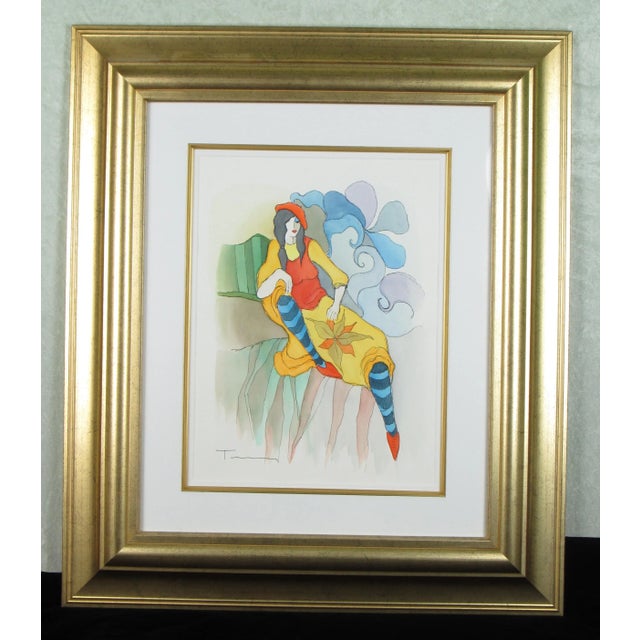 Paint Itzchak Tarkay Watercolor Painting "Vintage Fashion" Signed Framed For Sale - Image 7 of 9