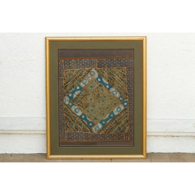 Framed Antique Metallic Embroidered Zardozi Tapestry For Sale In Los Angeles - Image 6 of 6