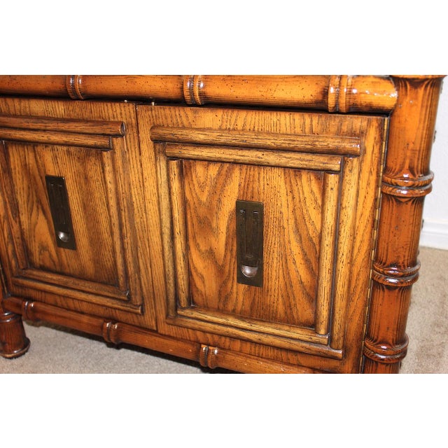 Brown 1970s Vintage Faux Bamboo Cane Accent End Side Table For Sale - Image 8 of 9