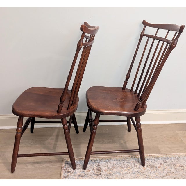 American Vintage S. Bent & Brothers Maple Windsor Chairs Duxbury Colonial Style - A Pair For Sale - Image 3 of 12
