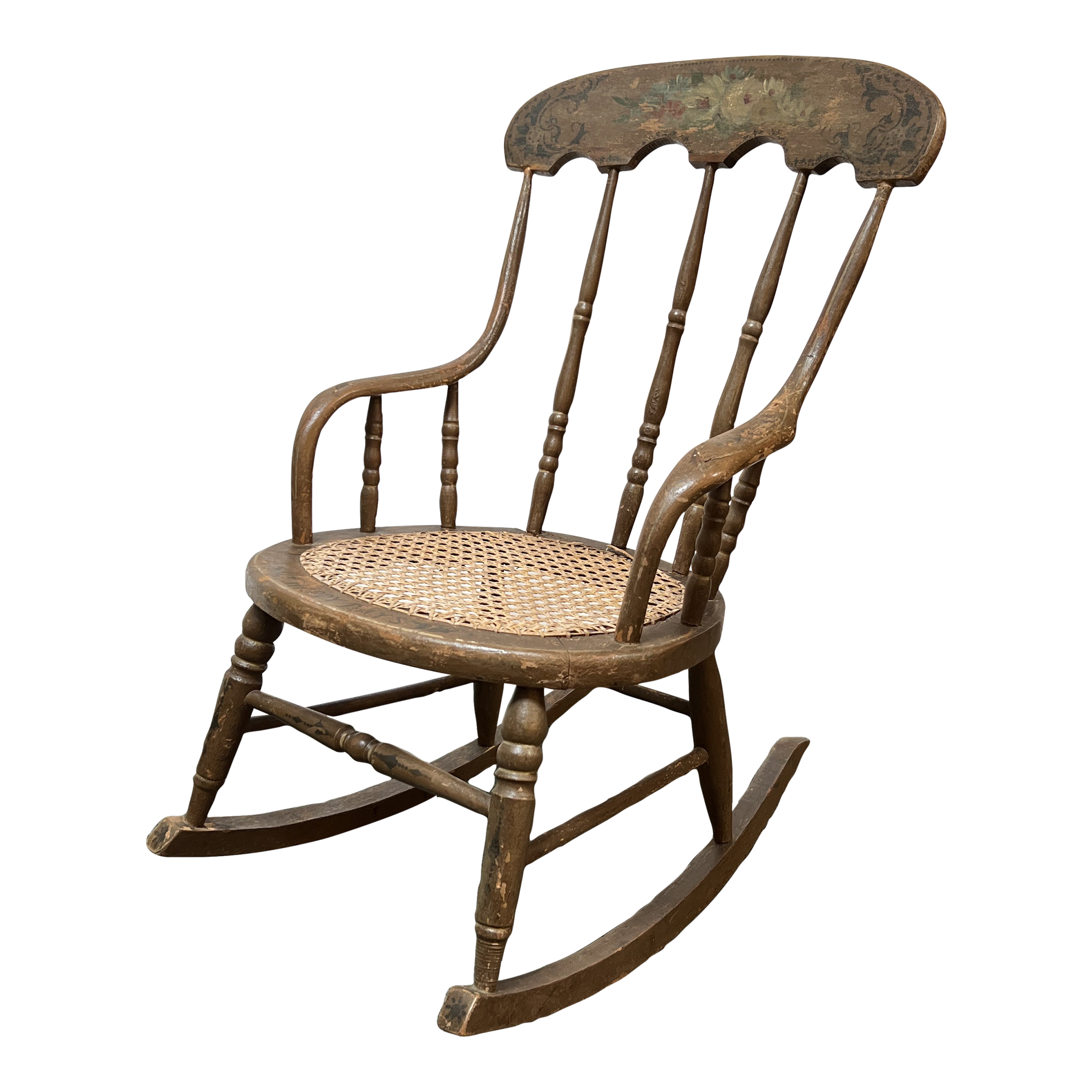 Antique Children's Hand Painted Wood Rocking Chair - image 0