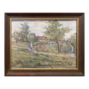 Girl on Village Road, Impressionist Painting From Czechoslovakia, Jiri Karlinsky