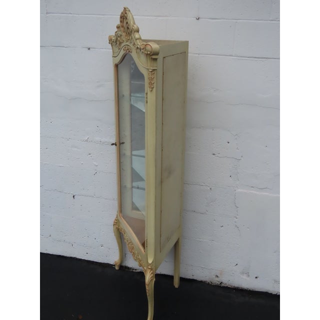 French Tall Painted Corner Vitrine Display Curio Cabinet Cupboard 6676 For Sale - Image 12 of 18