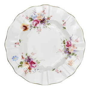 Bone China Scalloped Porcelain Royal Crown Derby Dinner Plate in Derby Posies Rose Pattern