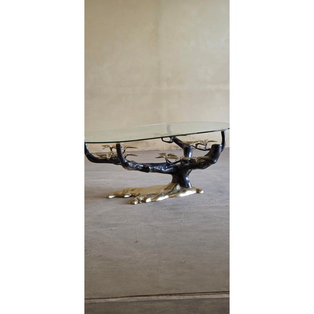 Vintage Brass and Glass Bonsai Tree Coffee Table by Willy Daro, 1980s For Sale - Image 6 of 14