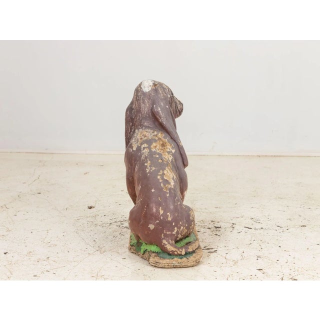 Cast Stone Blood Hound Dog Garden Ornament With Paint, Engand 1950s For Sale In New York - Image 6 of 7