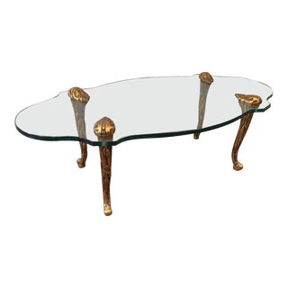 Mid 20th Century Vintage Glass Coffee Table With Giltwood Style of Maison Charles For Sale
