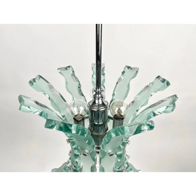 Art Glass & Steel Pendant Light by 04 Zero Quattro for Fontana Arte, Italy, 1970s For Sale - Image 10 of 11