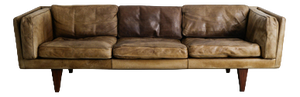 Danish Mid Century Brown Leather V11 Three Seater Sofa by Illum Wikkelsø, 1960s