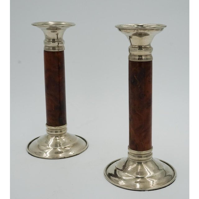 Art Deco Burr Walnut Candlleholders, Set of 2 For Sale - Image 3 of 14