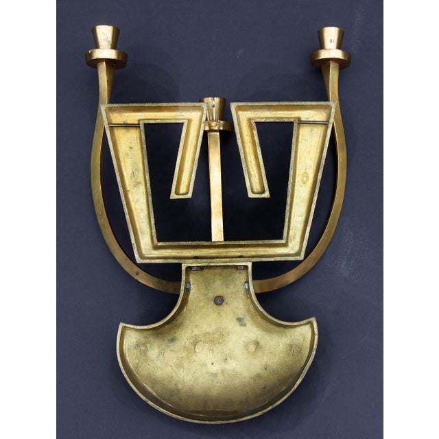 Mid-Century Modern Pair Mid Century Modern Brass Sconces For Sale - Image 3 of 3