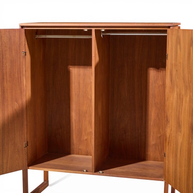 Jens Risom Mid Century Walnut Sled Leg Armoire Cabinet For Sale In Chicago - Image 6 of 7