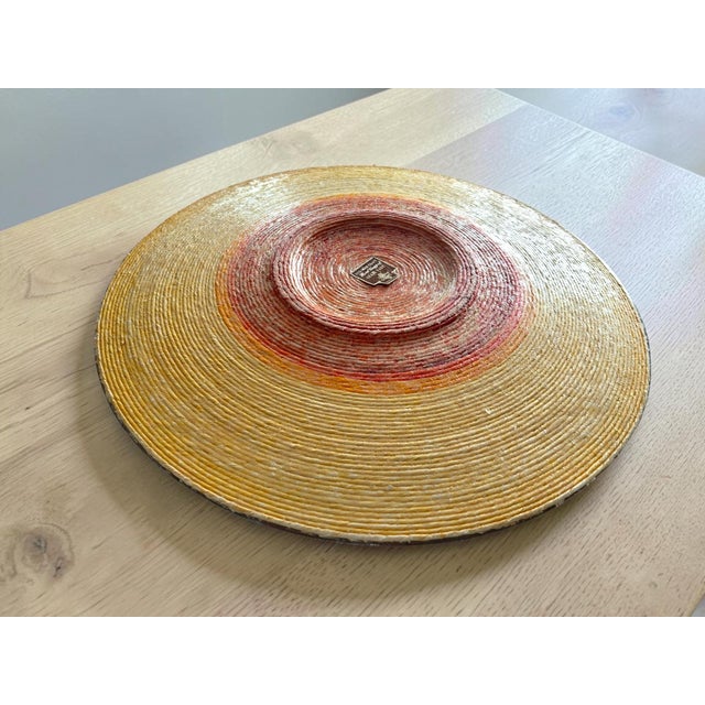 Vintage Tur-Man Craft California Hand-Wrapped Glass Floral Platter For Sale - Image 4 of 8