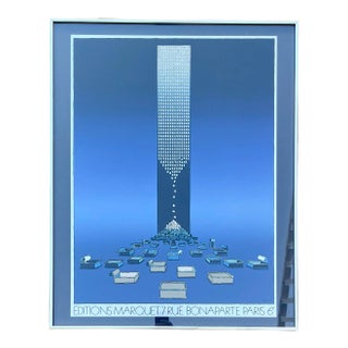 Vintage Michel Granger "Editions Marque" Framed Foil Print Poster. For Sale