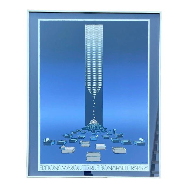 Vintage Michel Granger "Editions Marque" Framed Foil Print Poster. For Sale