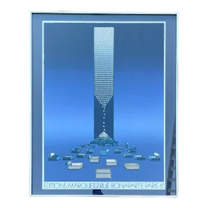 Vintage Michel Granger "Editions Marque" Framed Foil Print Poster.