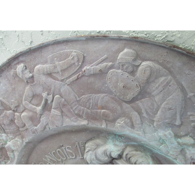 Metal Antique French Renaissance Repoussé Copper François 1er Portrait Wall Rondel Plaque For Sale - Image 7 of 13