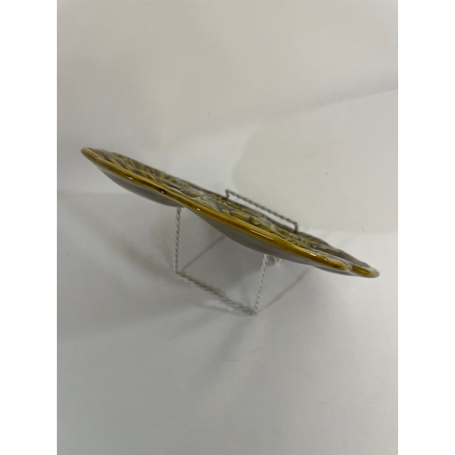 1950s French Gien Majolica Olive Green Oyster Plate For Sale - Image 11 of 15