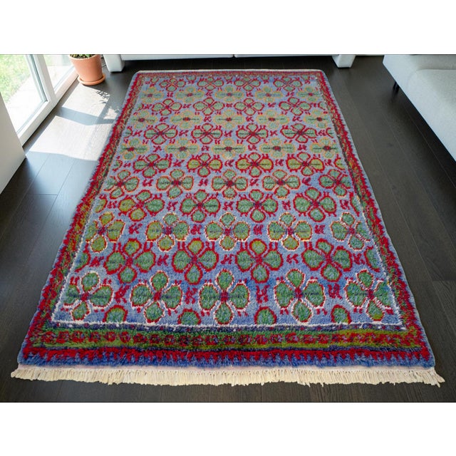 Contemporary 1940s Vintage Turkish Oushak Rug Hand Knotted High Pile Area Rug - 4′10″ × 8′5″ For Sale - Image 3 of 13