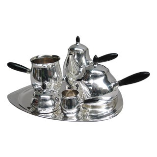 Georg Jensen Six Piece Sterling Silver Tea and Coffee Service Denmark 1915 For Sale