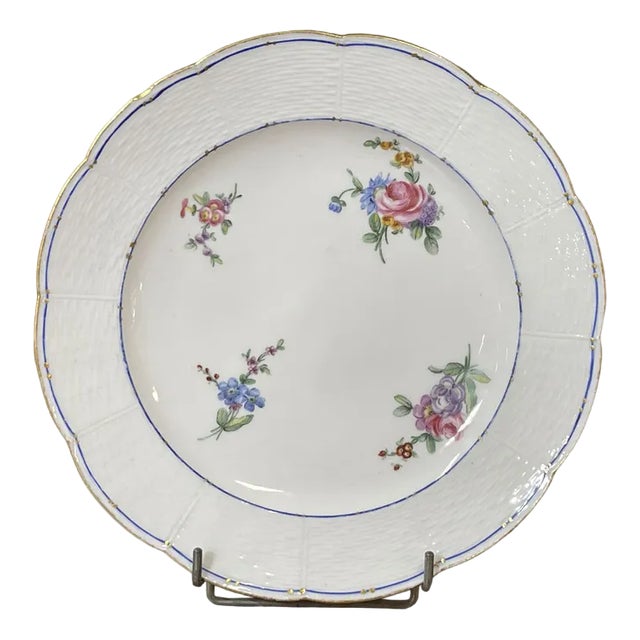 18th Century Porcelain Plate with Polychrome & Flowers from Sèvres For Sale