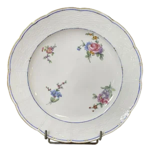 18th Century Porcelain Plate with Polychrome & Flowers from Sèvres