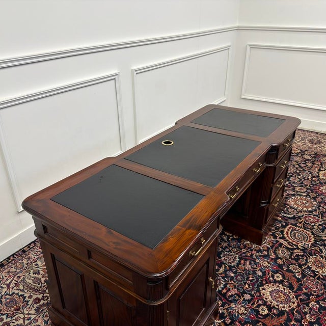 English Desk with Black Leather For Sale - Image 16 of 18