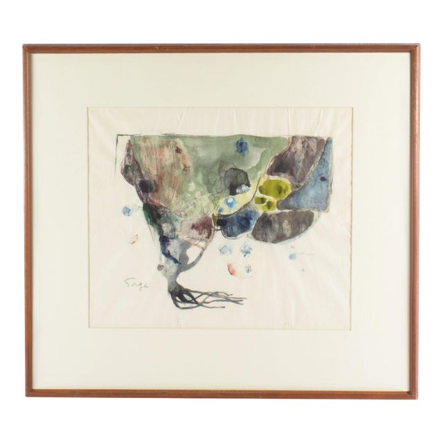 1956 “Creation Series #1” Watercolor Painting by Walter Sorge For Sale
