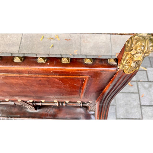 Brass Late 18th Century Spanish Leather Bench For Sale - Image 8 of 11