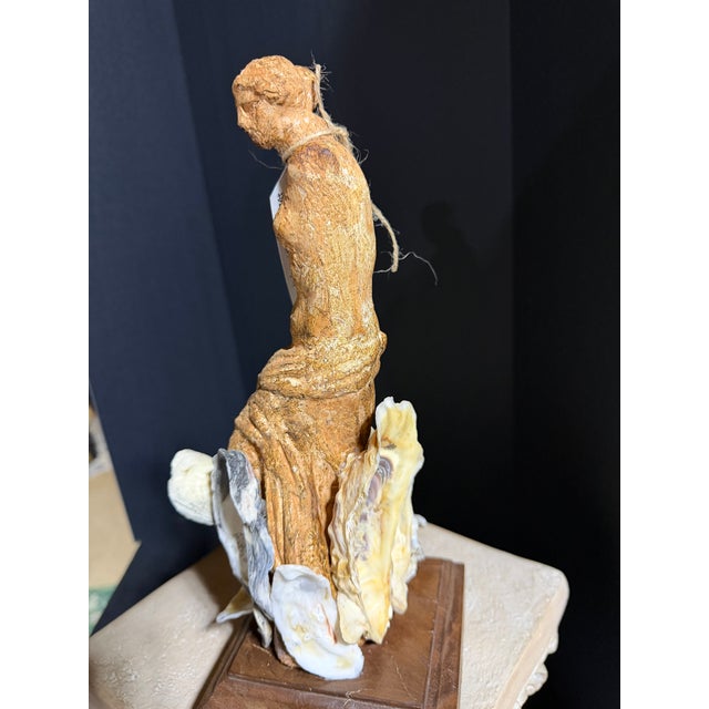 Brown Celestial Meets the Sea-Shell Encrusted Statue-Coastal Art Sculpture For Sale - Image 8 of 8