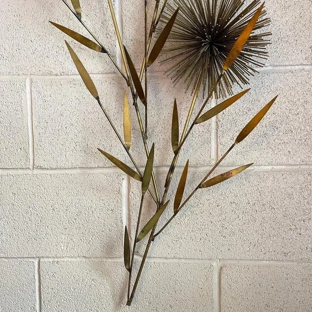 Curtis Jere 1960s Curtis Jeré Large Brass Pom-Pom Floral Wall Sculpture For Sale - Image 4 of 12