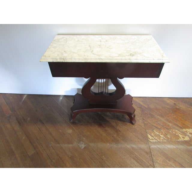Stone Kimball Victorian Style Solid Cherry Marble Top Console Table For Sale - Image 7 of 7