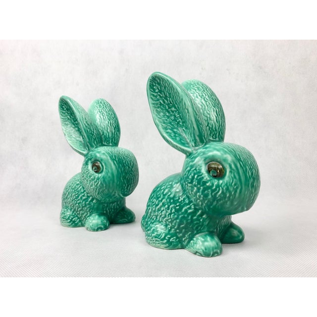 No. 1028 Green Glazed Rabbit from Sylvac, 1950s, Set of 2 For Sale - Image 12 of 14