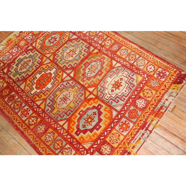 Bright Orange Antique Turkish Bergama Rug - 3'6" x 4'4" For Sale - Image 9 of 18