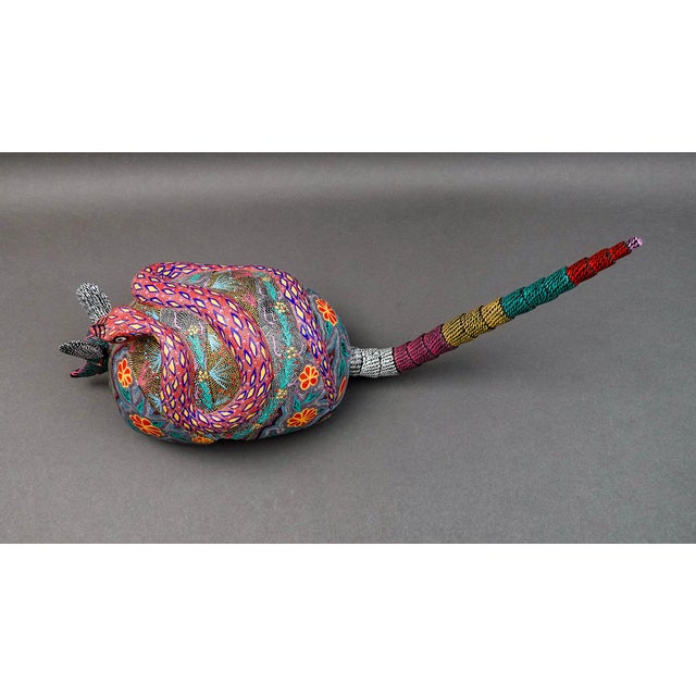 Mid 20th Century Oaxacan Wood Carved Painted Armadillo Snake Alebrije Mexican Art Sculpture 21.5" For Sale In Miami - Image 6 of 8