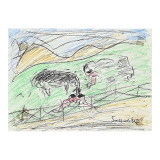 Nazareno Gattamelata - Greening Landscape - Original Oil Pastels - 1970s For Sale