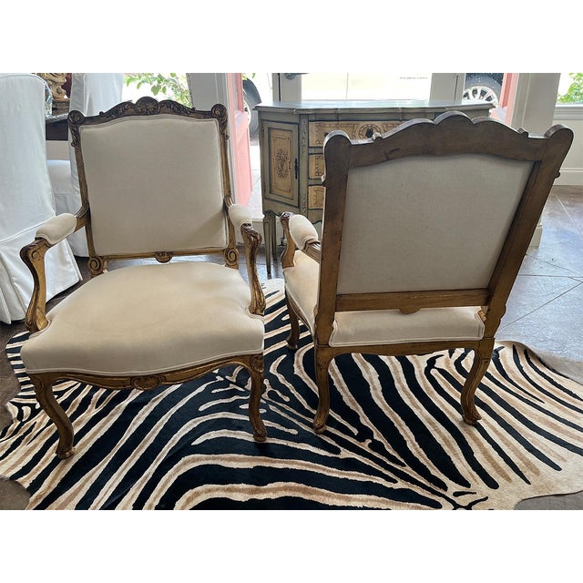 Pair of 19th Century Louis XVI Style Arm Chairs For Sale - Image 4 of 6