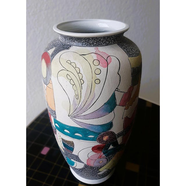 Vintage Handpainted Ceramic Vase, 1970s For Sale - Image 9 of 11