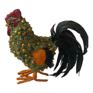 Late 20th Century Decorative Hand Crafted Natural Materials Rooster Figurine
