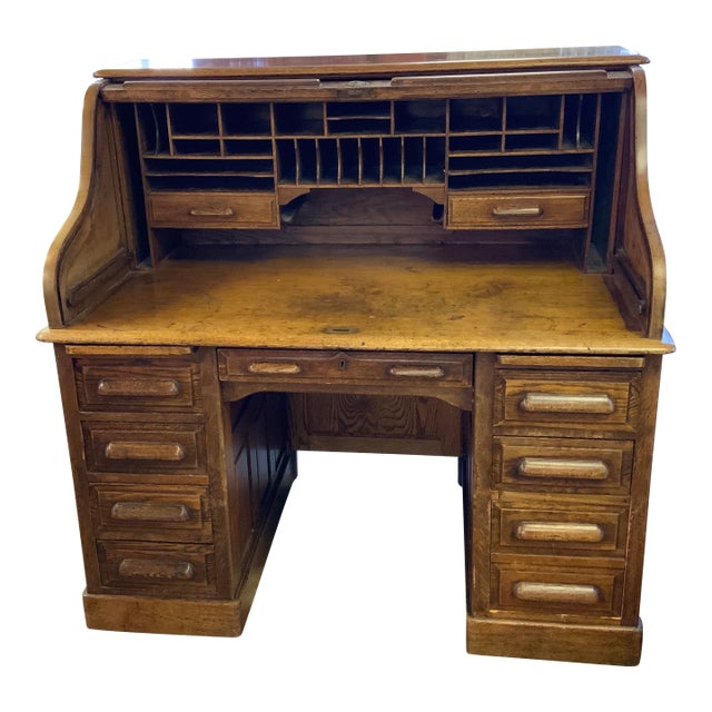 Circa 1900’s Oak Roll Top Desk For Sale