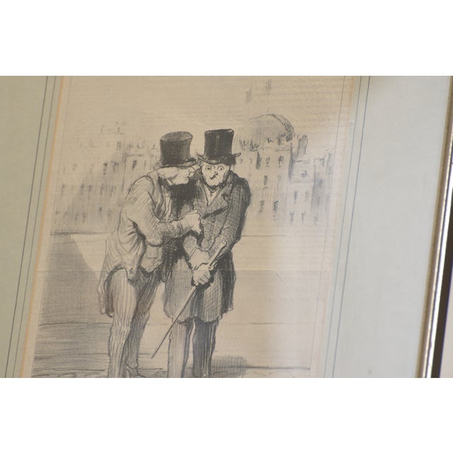 Steel Engraving by Honoré Daumier, Les Alarmists Son Alarmee, Le Charivari Magazine, Circa 1860, Framed Under Glass with Berlin Molding, Silver-Plated For Sale - Image 7 of 8
