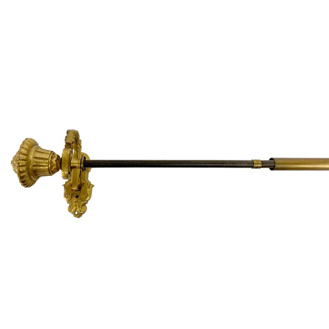 Vintage Brass Towel Bar or Curtain Rod With Ornate Cast Finials & Greek Key Mounting Brackets For Sale - Image 13 of 14