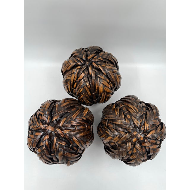 Vintage Extra Large Woven Rattan Wicker Decorative Ball 8" Diameter For Sale - Image 11 of 12